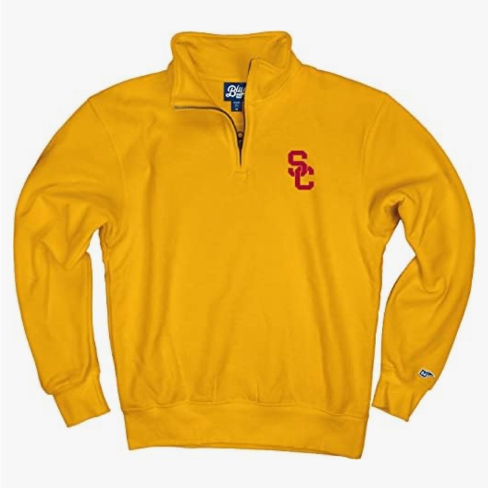 Blue 84 Men’s USC Trojans Quarter Zip
Relaxed Fit Sweatshirt in Gold, Sz Medium